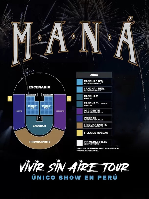 Zonas Concierto Mana